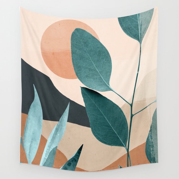 Abstract Art Tropical Leaves 9 Wall Tapestry Gallery Image 1