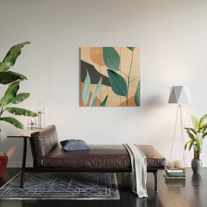 Abstract Art Tropical Leaves 9 Wood Wall Art Gallery Image 2
