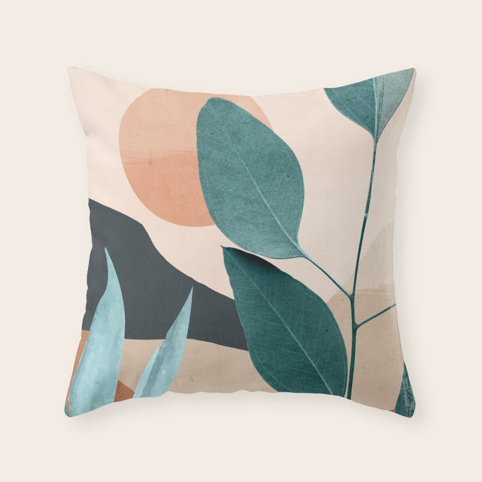 Abstract Art Tropical Leaves 9 Throw Pillow Gallery Image 1