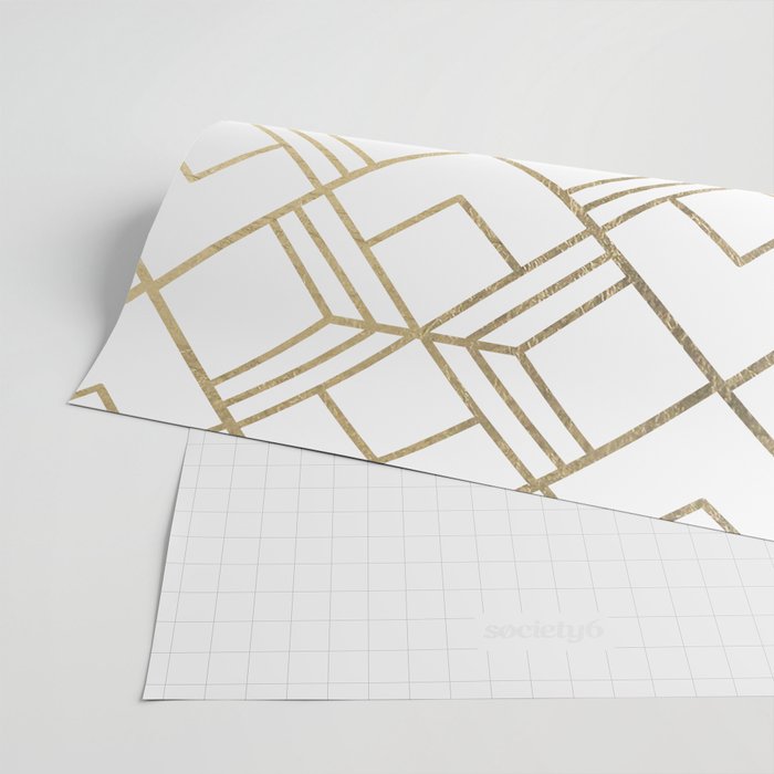 Geometrical white faux gold elegant stylish diamonds Wrapping Paper Gallery Image 2