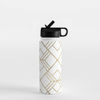 Geometrical white faux gold elegant stylish diamonds Water Bottle Gallery Image 1