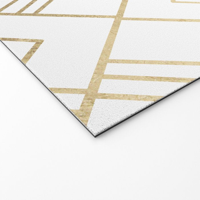 Geometrical white faux gold elegant stylish diamonds Welcome Mat Gallery Image 2