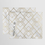 Geometrical white faux gold elegant stylish diamonds Placemat Gallery Image 1