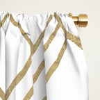 Geometrical white faux gold elegant stylish diamonds Window Curtain Gallery Image 2