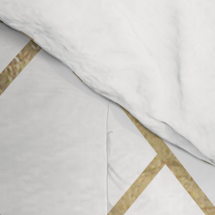 Geometrical white faux gold elegant stylish diamonds Comforter Gallery Image 4