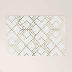 Geometrical white faux gold elegant stylish diamonds Welcome Mat Gallery Image 1