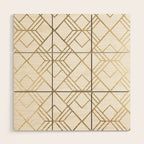Geometrical white faux gold elegant stylish diamonds Wood Wall Art Gallery Image 1