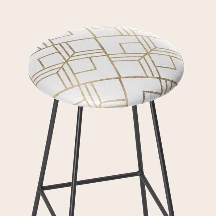 Geometrical white faux gold elegant stylish diamonds Stool Gallery Image 2