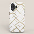 Geometrical white faux gold elegant stylish diamonds iPhone Case Gallery Image 1