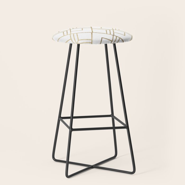 Geometrical white faux gold elegant stylish diamonds Stool Gallery Image 1