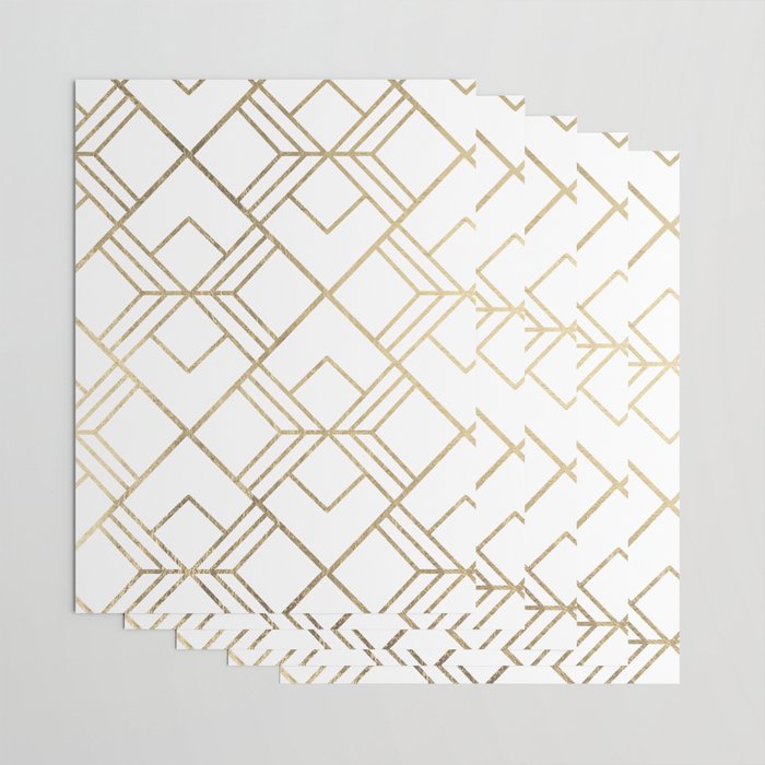 Geometrical white faux gold elegant stylish diamonds Wrapping Paper Gallery Image 3