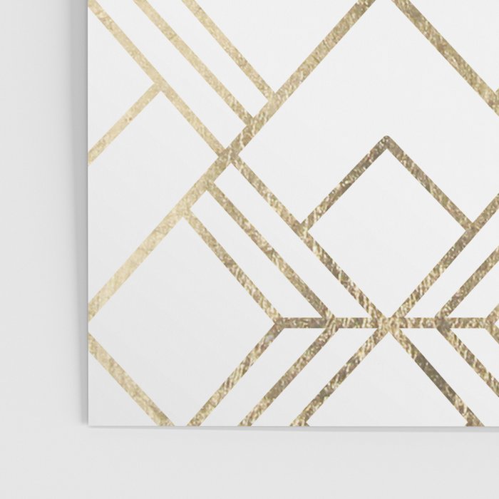 Geometrical white faux gold elegant stylish diamonds Poster Gallery Image 3