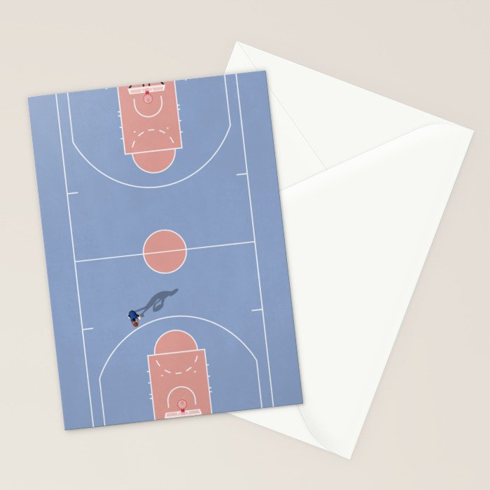 Playing Basketball | Pastel Colors Basketball Colors  Stationery Card Gallery Image 2
