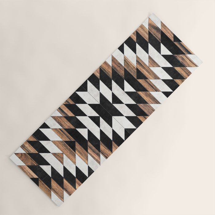 Urban Tribal Pattern No.13 - Aztec - Concrete and Wood Yoga Mat Gallery Image 1