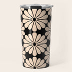 Black and White Retro Modern Daisy Travel Mug Gallery Image 1