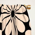 Black and White Retro Modern Daisy Window Curtain Gallery Image 2
