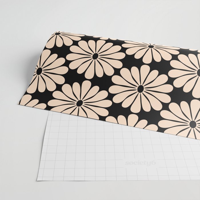 Black and White Retro Modern Daisy Wrapping Paper Gallery Image 2