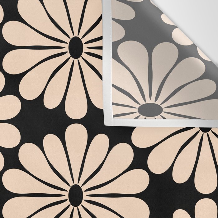 Black and White Retro Modern Daisy Wall Tapestry Gallery Image 3