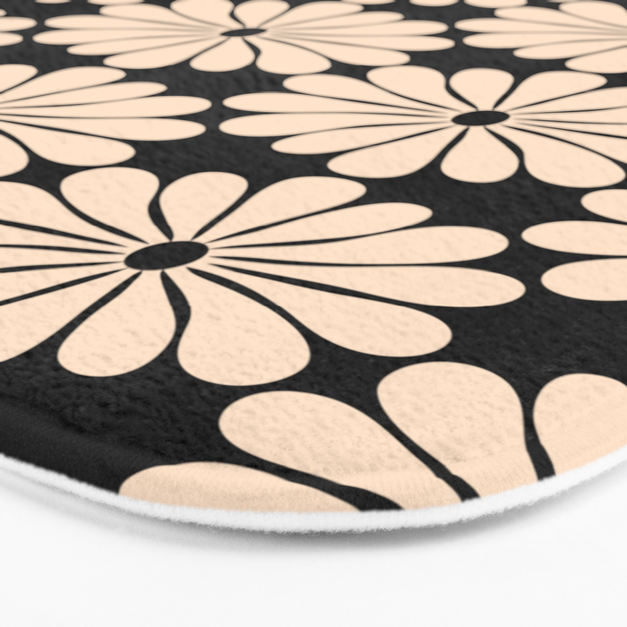 Black and White Retro Modern Daisy Bath Mat Gallery Image 3