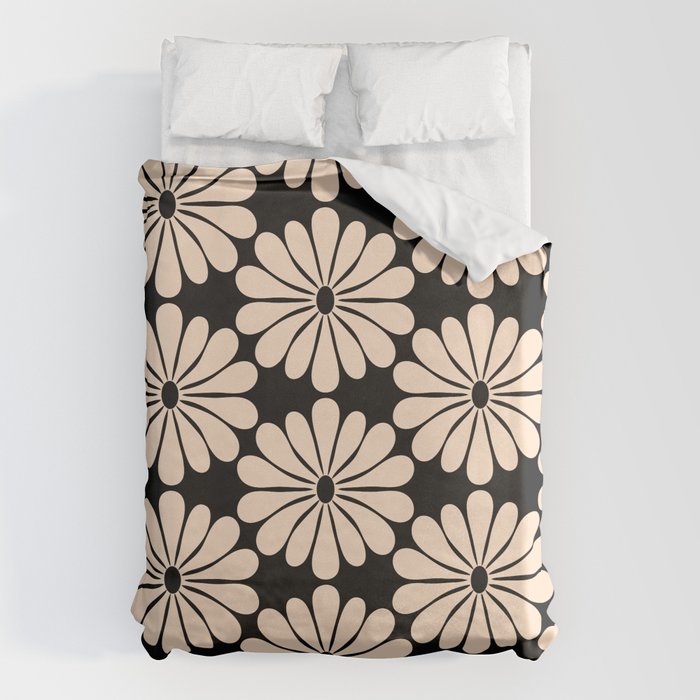 Black and White Retro Modern Daisy Duvet Cover Gallery Image 6