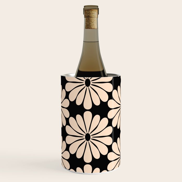 Black and White Retro Modern Daisy Wine Chiller Gallery Image 1