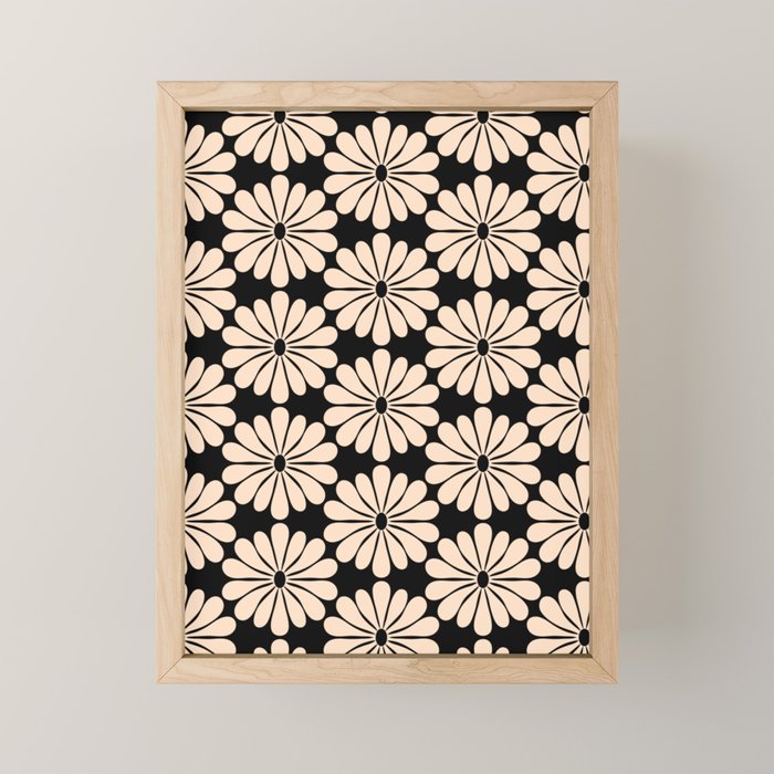 Black and White Retro Modern Daisy Mini Art Print Gallery Image 1