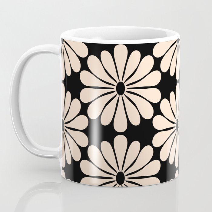 Black and White Retro Modern Daisy Coffee Mug Gallery Image 3