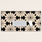 Black and White Retro Modern Daisy Desk Mat Gallery Image 1