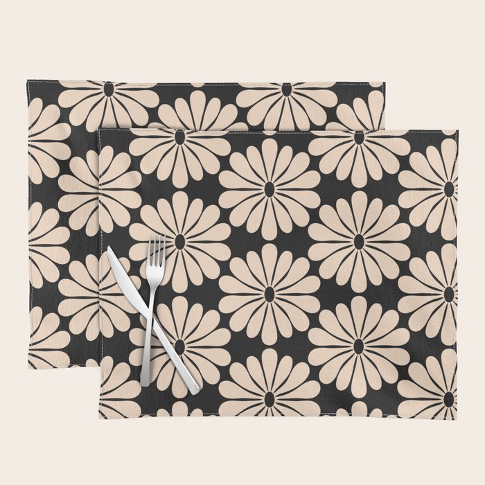 Black and White Retro Modern Daisy Placemat Gallery Image 1