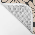Black and White Retro Modern Daisy Bath Mat Gallery Image 2