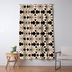 Black and White Retro Modern Daisy Window Curtain Gallery Image 5