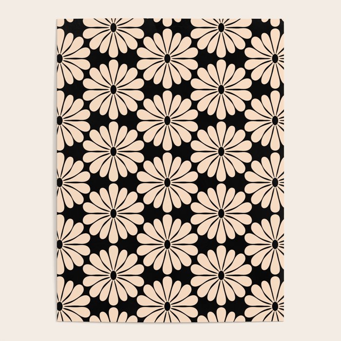 Black and White Retro Modern Daisy Poster Gallery Image 1
