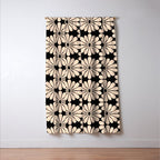 Black and White Retro Modern Daisy Window Curtain Gallery Image 3
