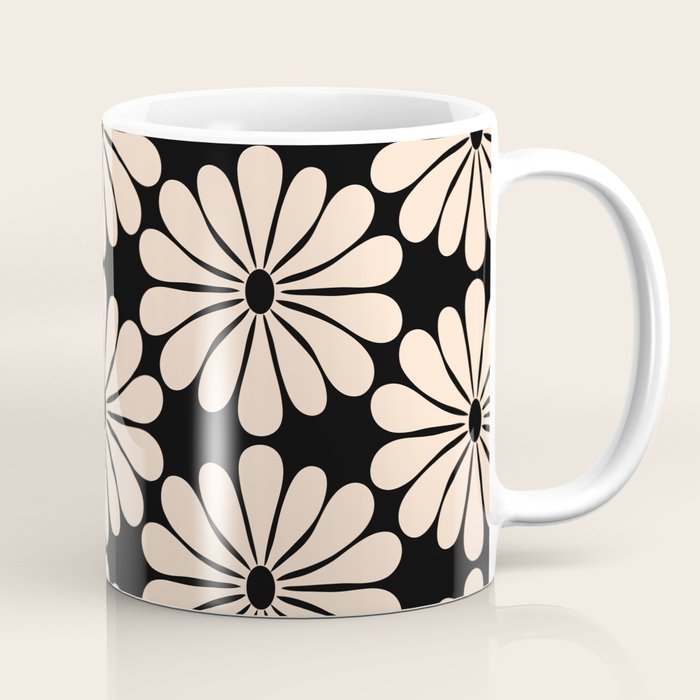 Black and White Retro Modern Daisy Coffee Mug Gallery Image 1
