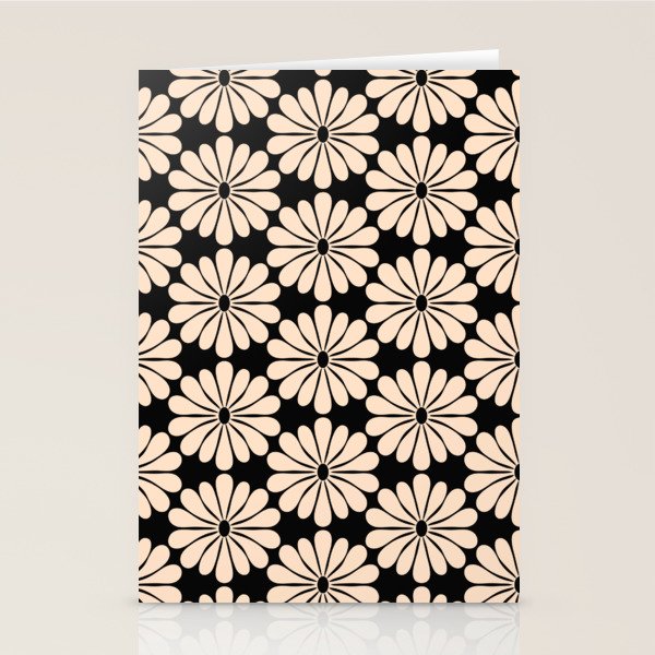 Black and White Retro Modern Daisy Stationery Card Gallery Image 1