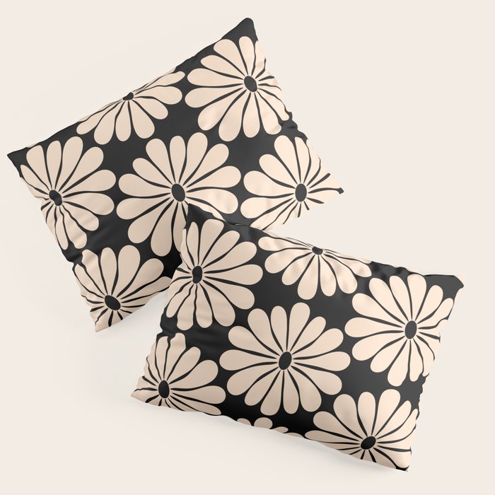Black and White Retro Modern Daisy Pillow Sham Gallery Image 3