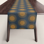 Boho Summer Sun Pattern VII Navy Blue Burnt Orange Table Runner Gallery Image 1