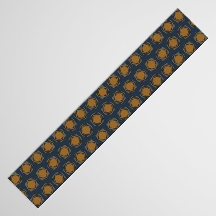 Boho Summer Sun Pattern VII Navy Blue Burnt Orange Table Runner Gallery Image 3