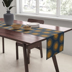 Boho Summer Sun Pattern VII Navy Blue Burnt Orange Table Runner Gallery Image 2