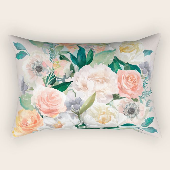 Pastel flower bouquet with roses Rectangular Pillow Gallery Image 2
