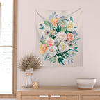 Pastel flower bouquet with roses Wall Tapestry Gallery Image 2