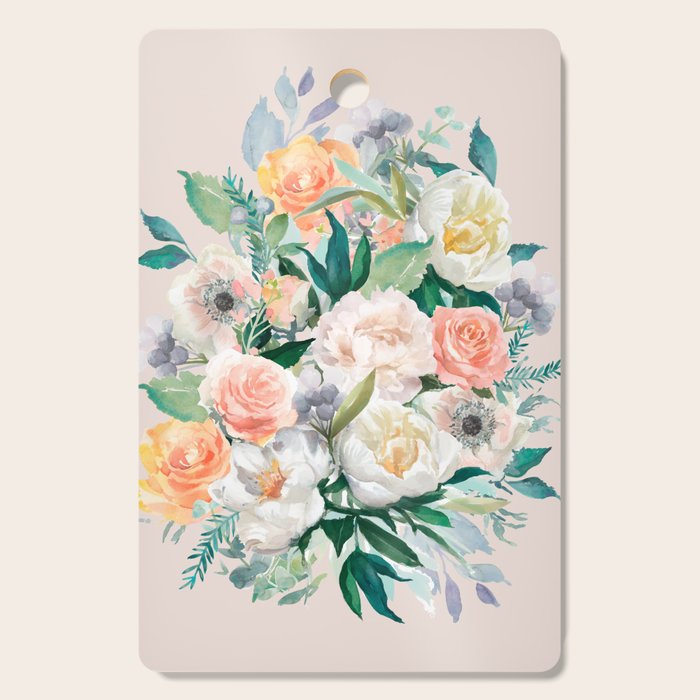 Pastel flower bouquet with roses Cutting Board Gallery Image 1