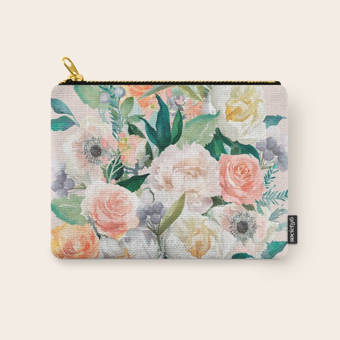 Pastel flower bouquet with roses Carry All Pouch Gallery Image 1