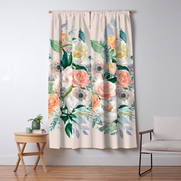 Pastel flower bouquet with roses Window Curtain Gallery Image 5