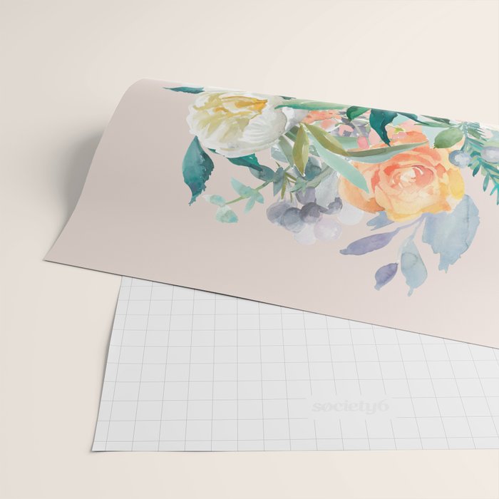 Pastel flower bouquet with roses Wrapping Paper Gallery Image 2