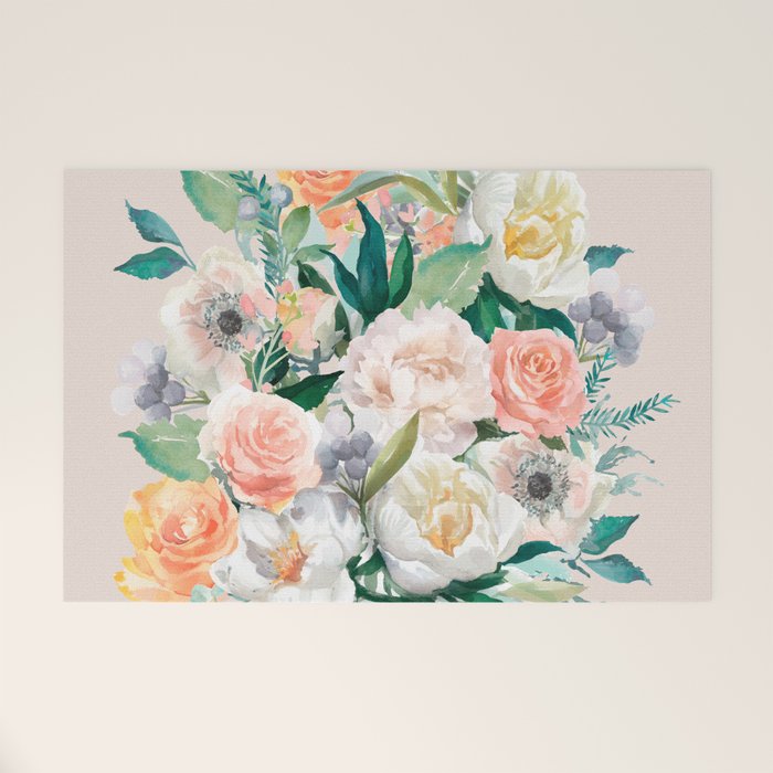 Pastel flower bouquet with roses Welcome Mat Gallery Image 1