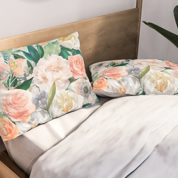 Pastel flower bouquet with roses Pillow Sham Gallery Image 2