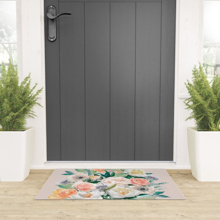 Pastel flower bouquet with roses Welcome Mat Gallery Image 3