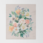 Pastel flower bouquet with roses Throw Blanket Gallery Image 2