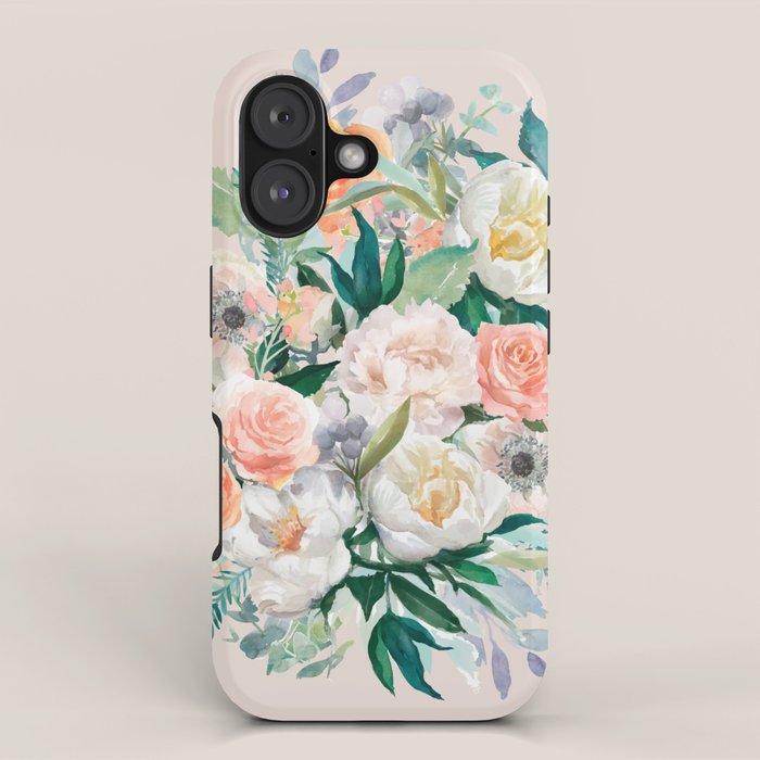Pastel flower bouquet with roses iPhone Case Gallery Image 1